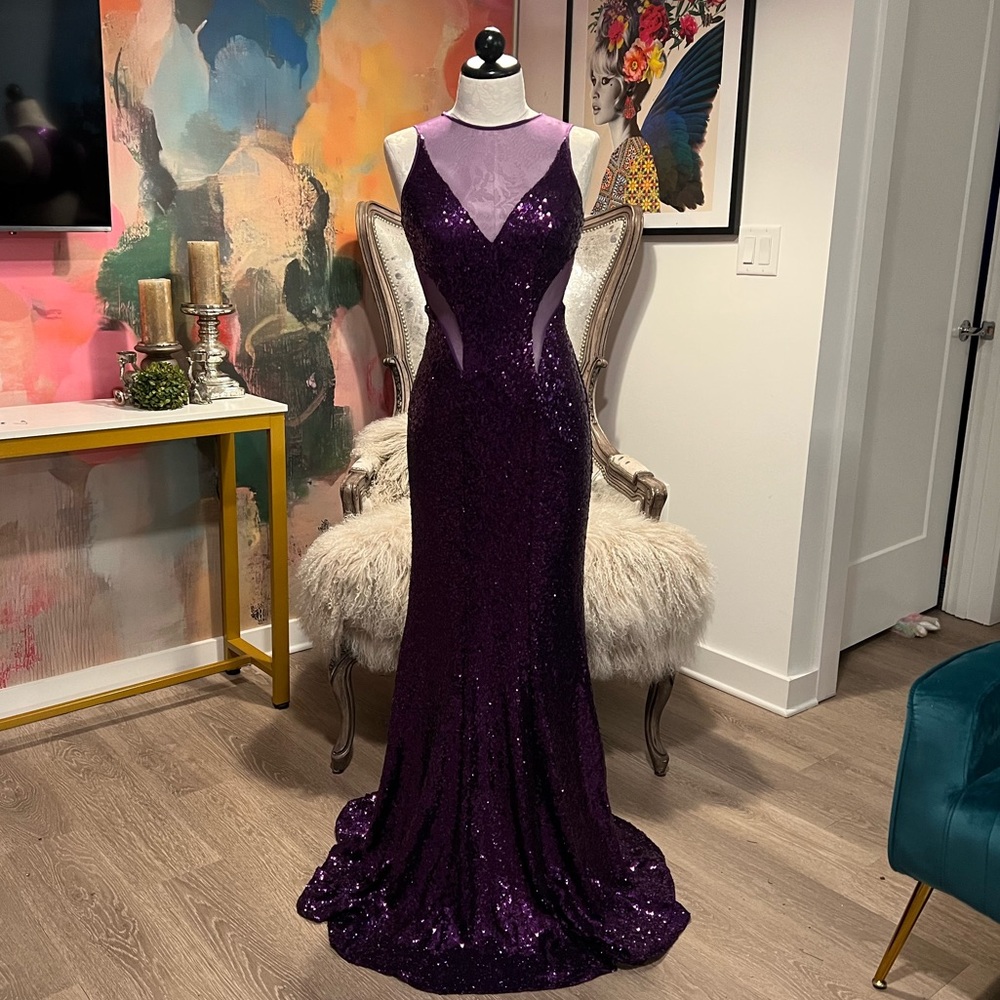 Gorgeous Faviana Backless Sequin Gown sz8